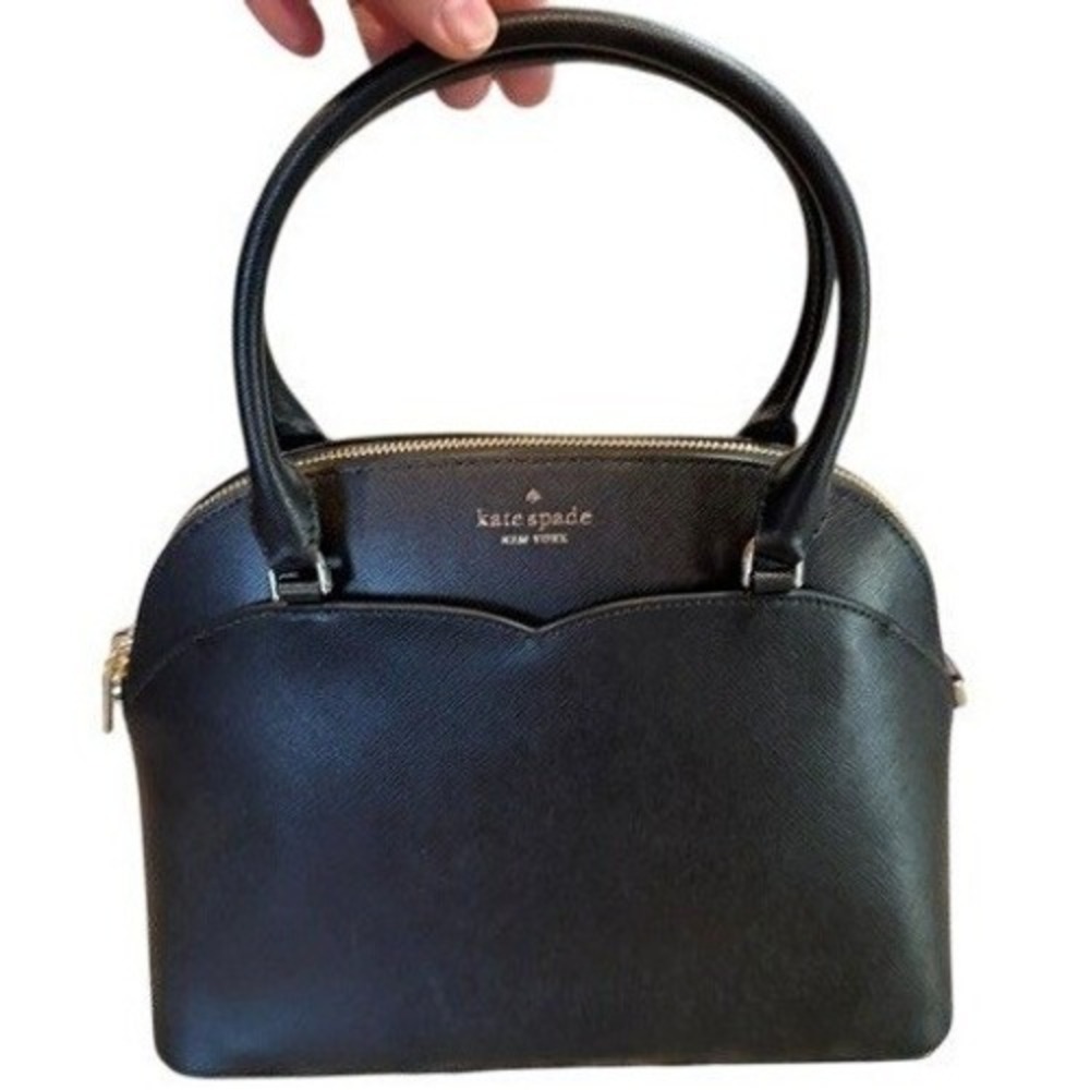 Kate Spade Payton Medium Dome Satchel Black Saffiano Leather Crossbody NWT